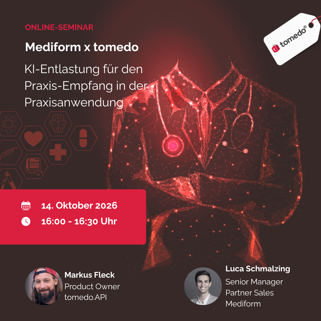 Online Seminar Mediform x tomedo KI Entlastung fuer den Praxis Empfang in der