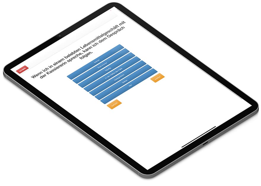APHAB FRagebogen auf iPad mit Praxissoftware tomedo